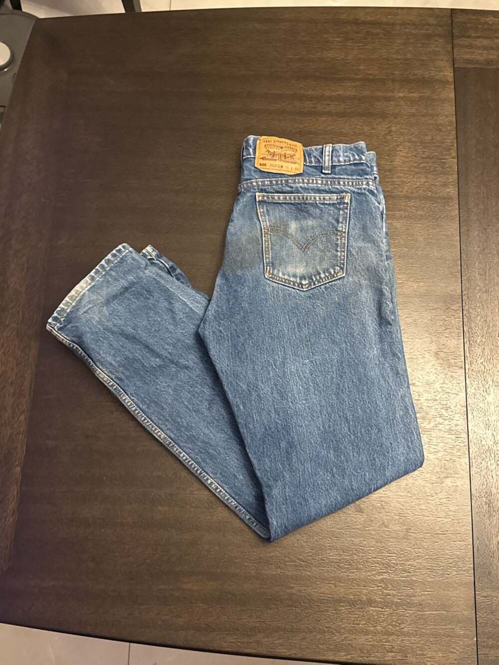 Levi's 505 Regular Fit Straight Leg Jeans 36x34 Blue Denim orange tag vintage